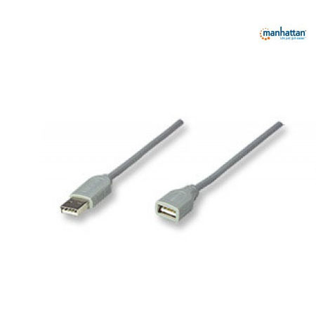 CABLE USB - EXTENSION MANHATTAN, 3 M, USB A, USB A, MACHOHEMBRA, GRIS